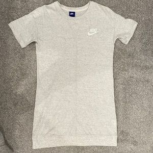 Nike t-shirt dress, cream/gray